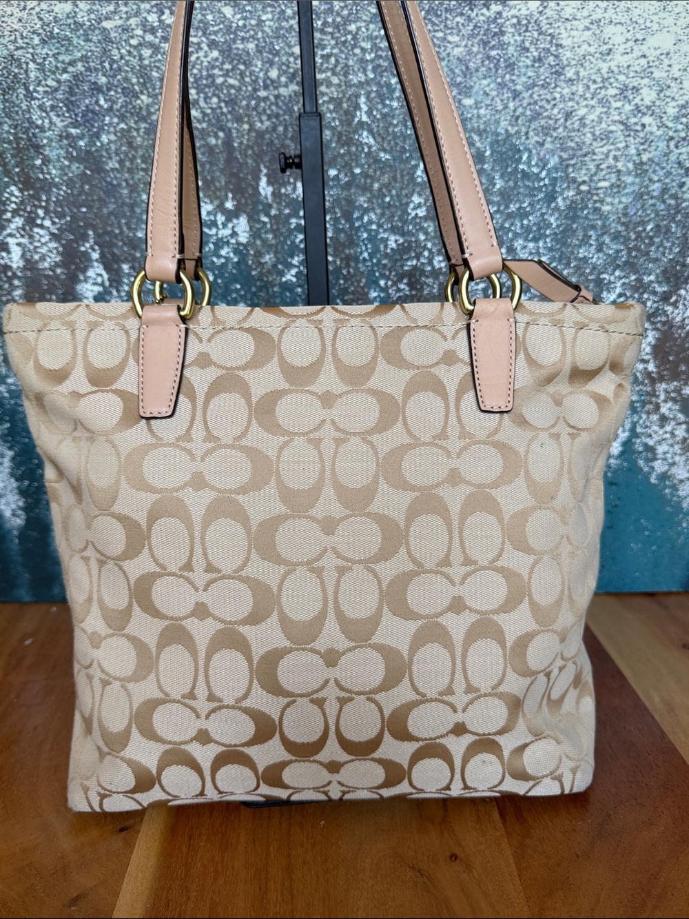 Coach 2013 Classic Jewel Tone Jacquard Monogram Signature Stripe Bag (GUC) - Picture 6 of 17